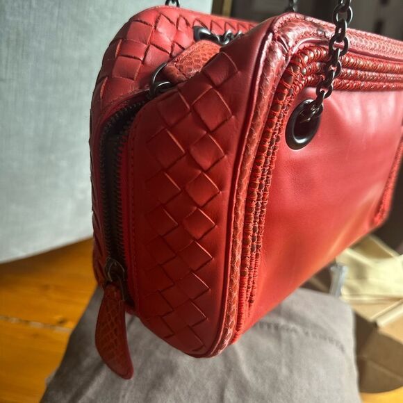 RARE - Bottega Veneta Python and Red leather Cross body bag - Picture 5 of 14
